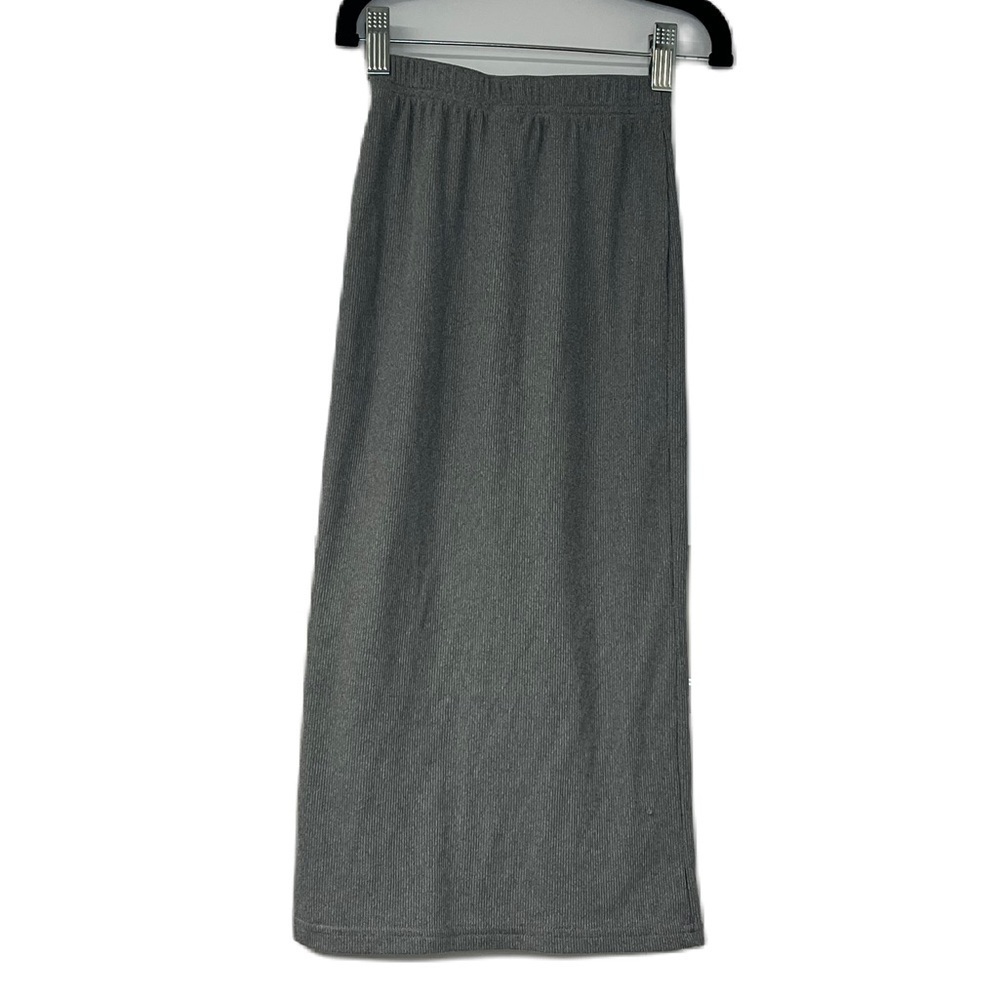 Girls ribbed gray long straight maxi skirt sz 8yr casual fun light classic cheap